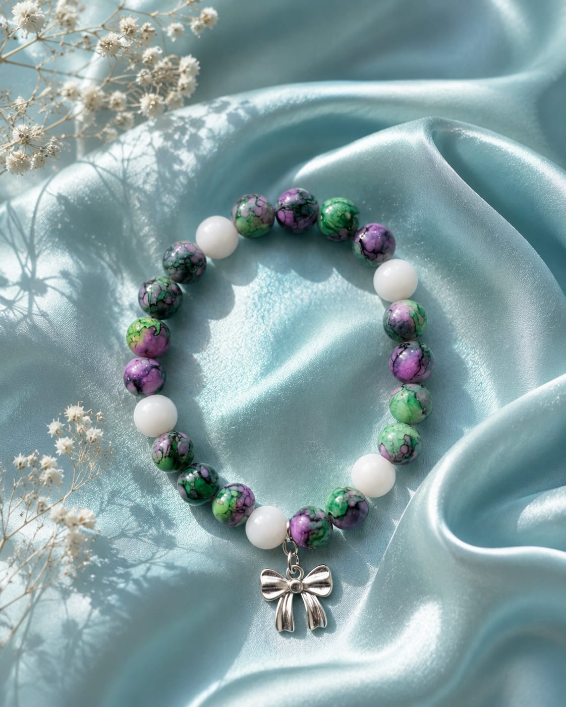 Purple and green beadS